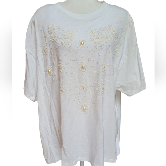 PEARL & BEAD EMBELLISHED TEE - Picture 3 of 12